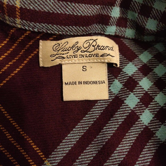 Lucky Brand Women's Button-up Shirt Maroon Plaid Long Sleeve Size S. - Picture 5 of 6